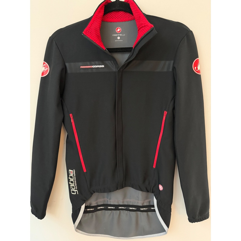Castelli Rosso Corsa Men's Medium Cycling Jacket Black Red Full Zip